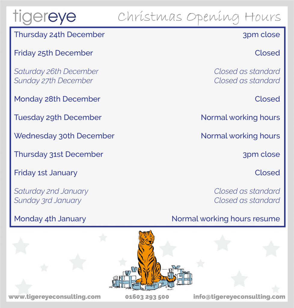 Tiger Eye Christmas Opening Hours for all iManage Services